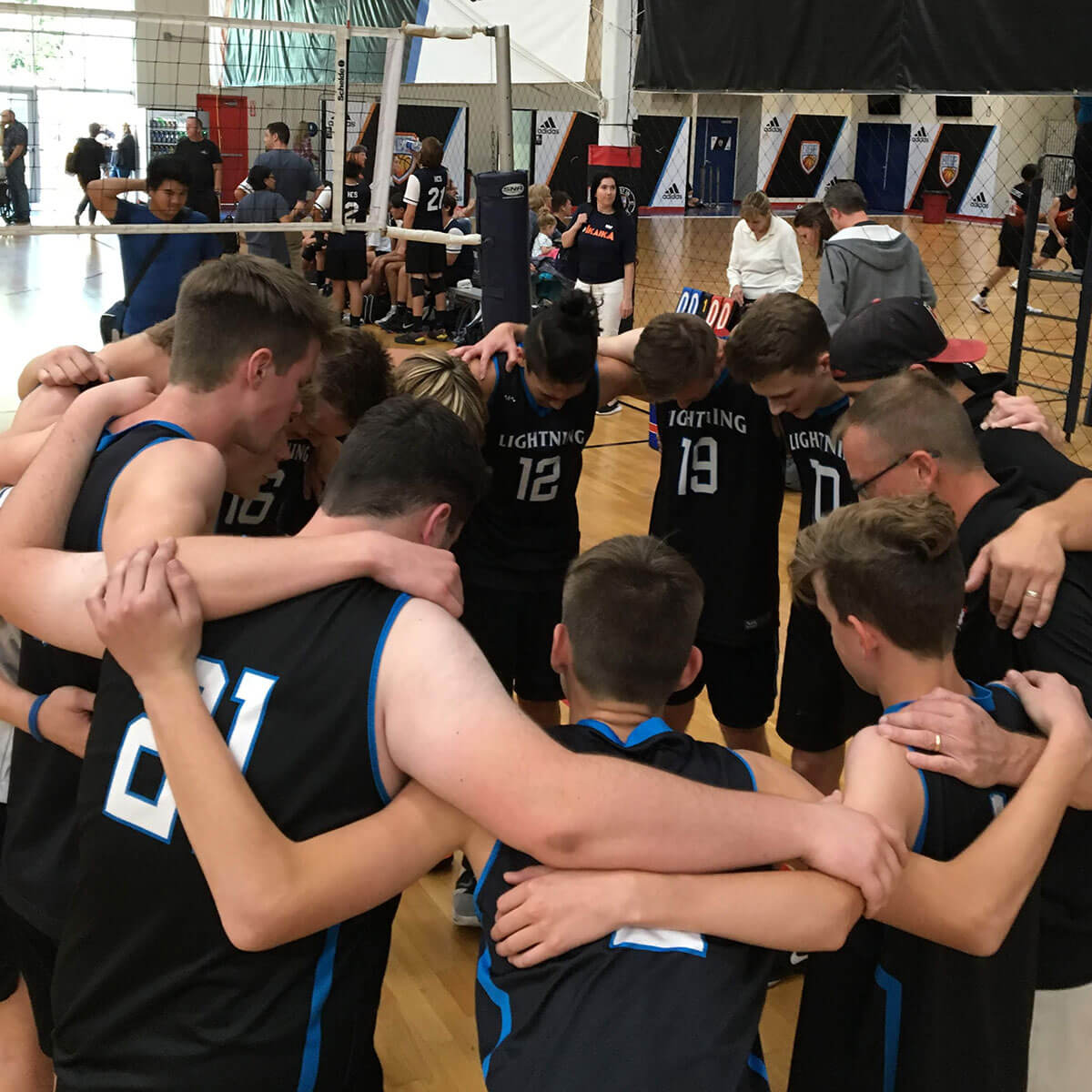 Homeschool Volleyball Team Huddle At The Nchc Championships