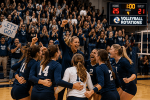 Volleyball Coaches And Players Celebrating A Win