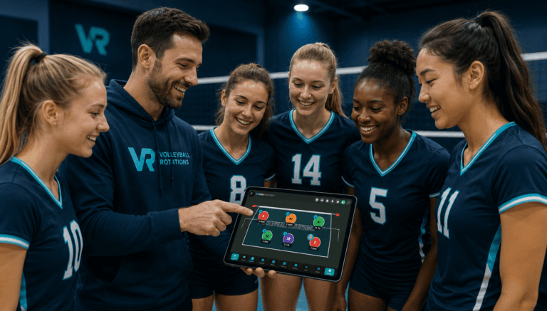 Coach Showing Volleyball Players The Rotations App