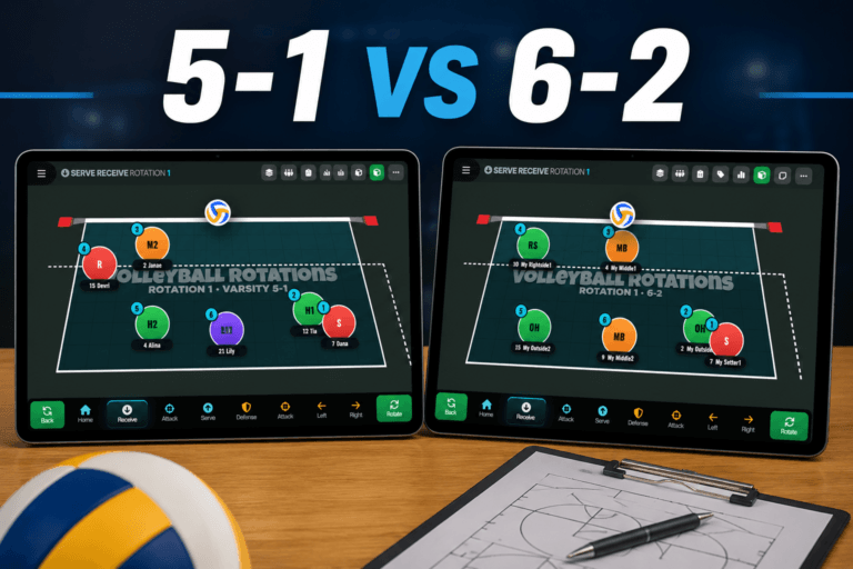 5-1 And 6-2 Volleyball Rotation Systems Compared Side By Side In The Volleyball Rotations App
